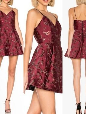ALICE + OLIVIA Annette Party Floral Jacquard Mini Coquette Dress, NWT